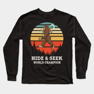 Hide and Seek World Champion Retro Vintage Bigfoot Silhouette Long Sleeve T-Shirt